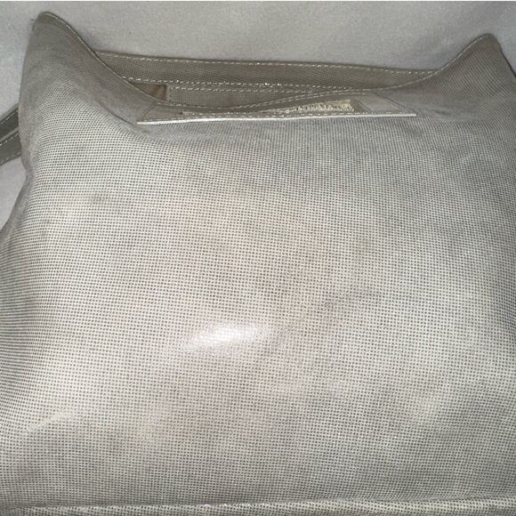 Valentina Gray Leather Large Crossbody Handbag Minimalist Casual Statement Basic - Picture 7 of 10